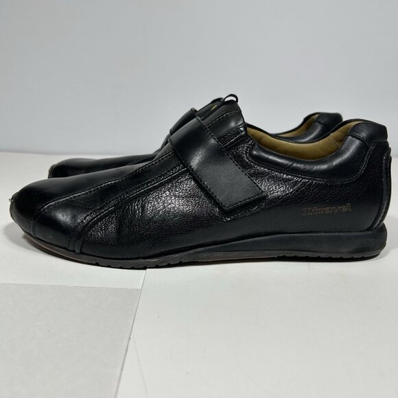 Vtg Rockport I.Travel Men Shoes Black Leather Slip On Hook & Loop Strap Sz 43/ 9 main image 6